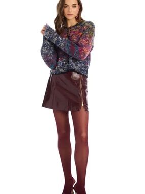 NWT Allison New York River Faux Leather A-Line Mini Skirt in Oxblood, Size XS